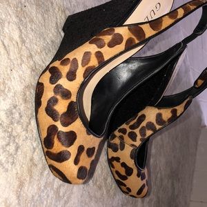 GUESS Pony hair NEW wedges with a sparkly wedge size 6 1/2 never worn brand new